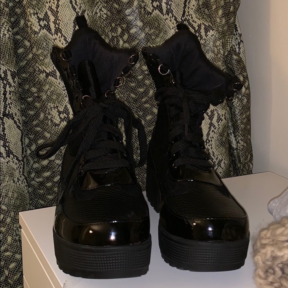 Black combat boots